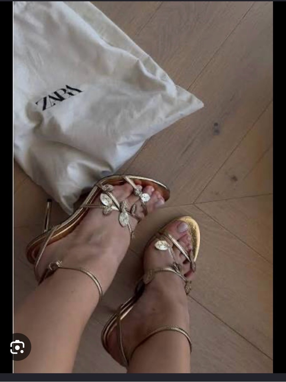 Zara Metallic Gold Leaf-Strap High Heels